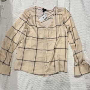 Elegant Cream Checkered Women's Top